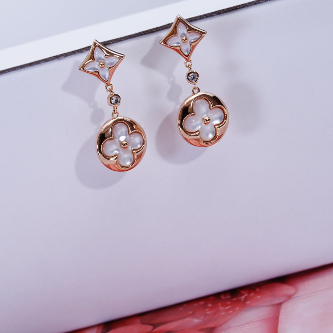 [Grace Jewelry]STAR AND SUN PINK GOLD MOP DROP EARRINGS