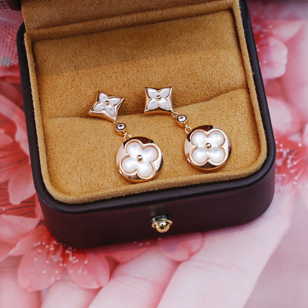 [Grace Jewelry]STAR AND SUN PINK GOLD MOP DROP EARRINGS