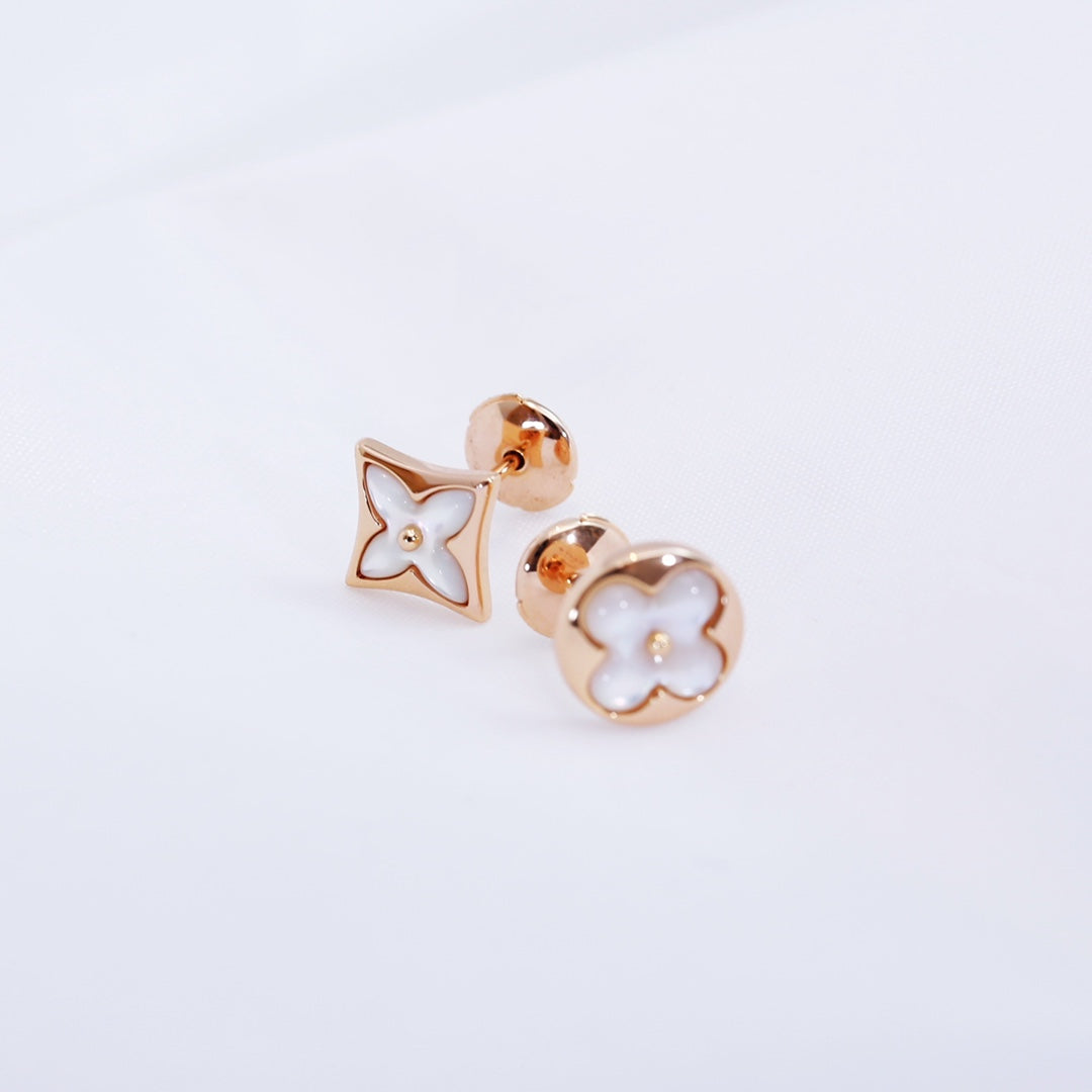 [Grace Jewelry]STAR AND SUN PINK GOLD MOP STUD EARRINGS