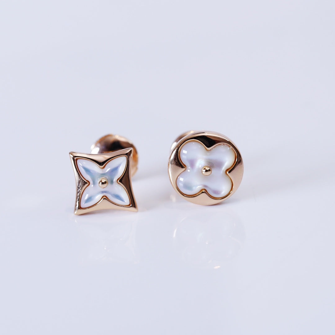 [Grace Jewelry]STAR AND SUN PINK GOLD MOP STUD EARRINGS