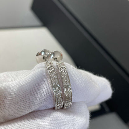 [Grace Jewelry]LOVE DIAMOND SILVER HOOP EARRINGS