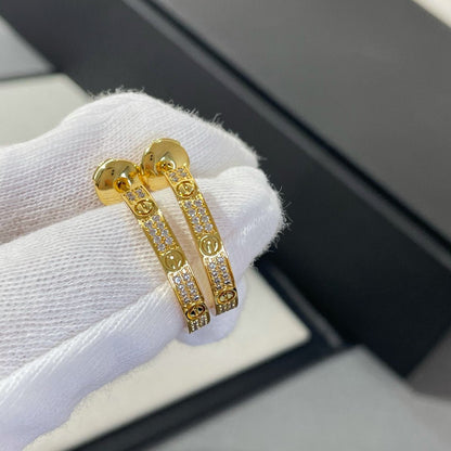 [Grace Jewelry]LOVE DIAMOND GOLD HOOP EARRINGS