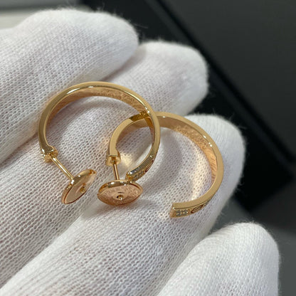 [Grace Jewelry]LOVE DIAMOND PINK GOLD HOOP EARRINGS