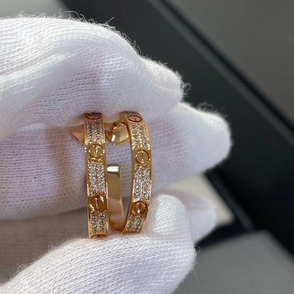 [Grace Jewelry]LOVE DIAMOND PINK GOLD HOOP EARRINGS