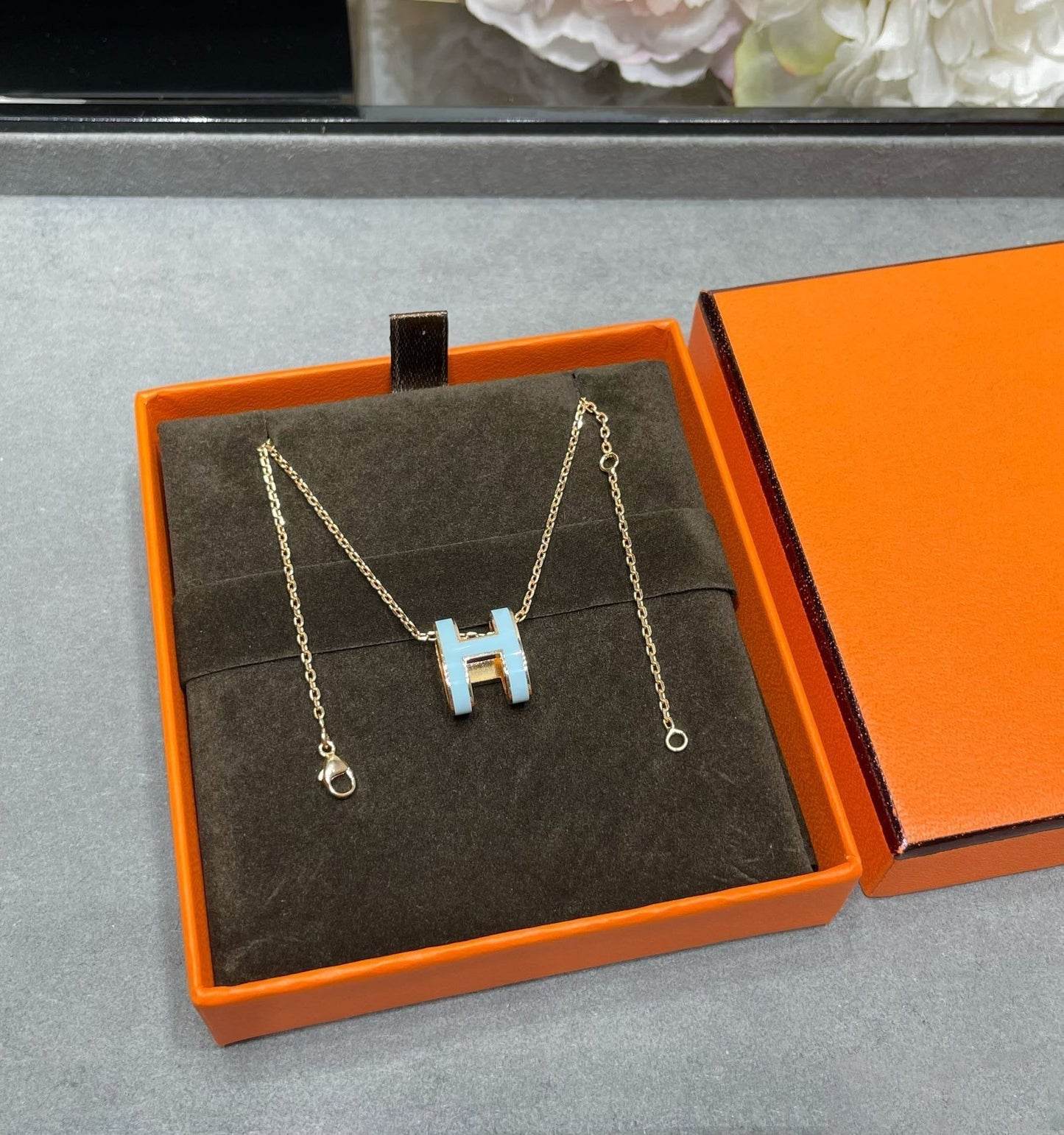 [Grace Jewelry]POP H SKY BLUE NECKLACE