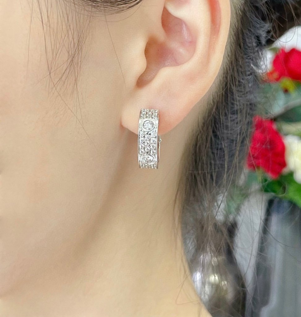 [Grace Jewelry]LOVE 5.5MM DIAMOND PAVED EARRINGS