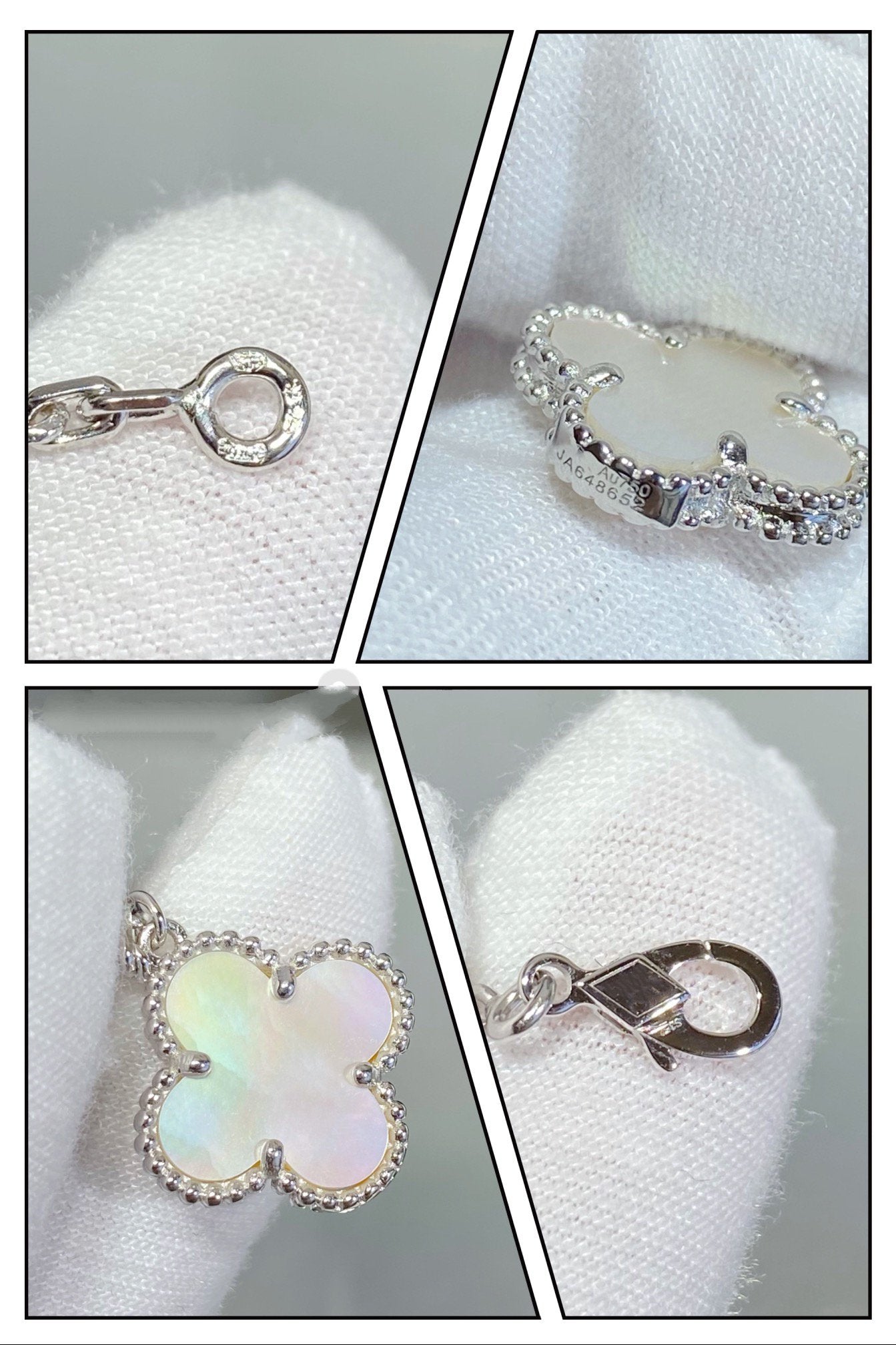 [Grace Jewelry]CLOVER 5 MOTIF WHITE MOP SILVER BRACELET