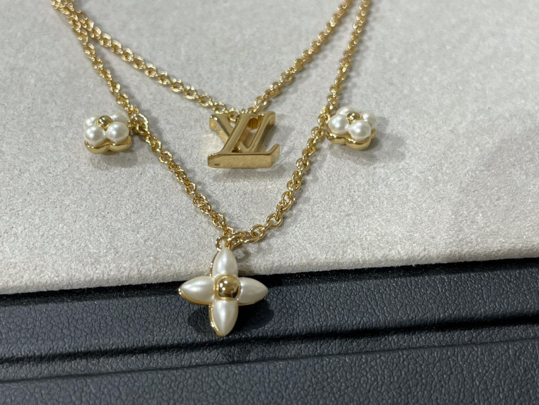 [Grace Jewelry]FLOWERGRAM GOLD MOP DOUBLE ROW NECKLACE