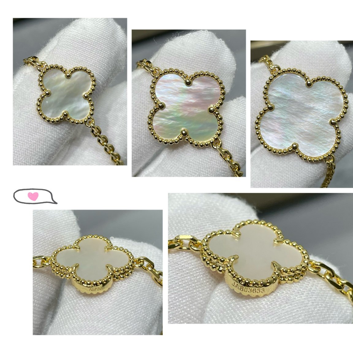 [Grace Jewelry]CLOVER 16 MOTIF WHITE MOP GOLD NECKLACE