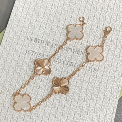 [Grace Jewelry]CLOVER BRACELET 5 MOTIF WHITE MOP PINK GOLD