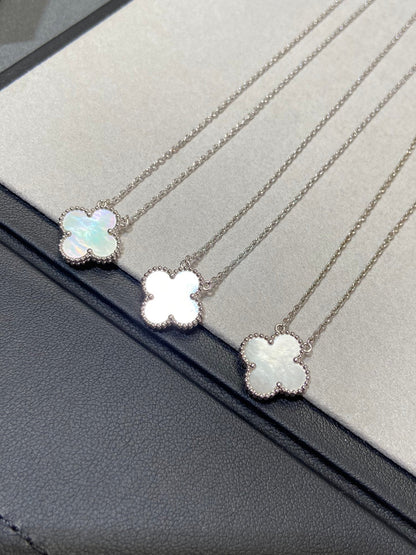 [Grace Jewelry]CLOVER MEDIUM SILVER WHITE MOP NECKLACE