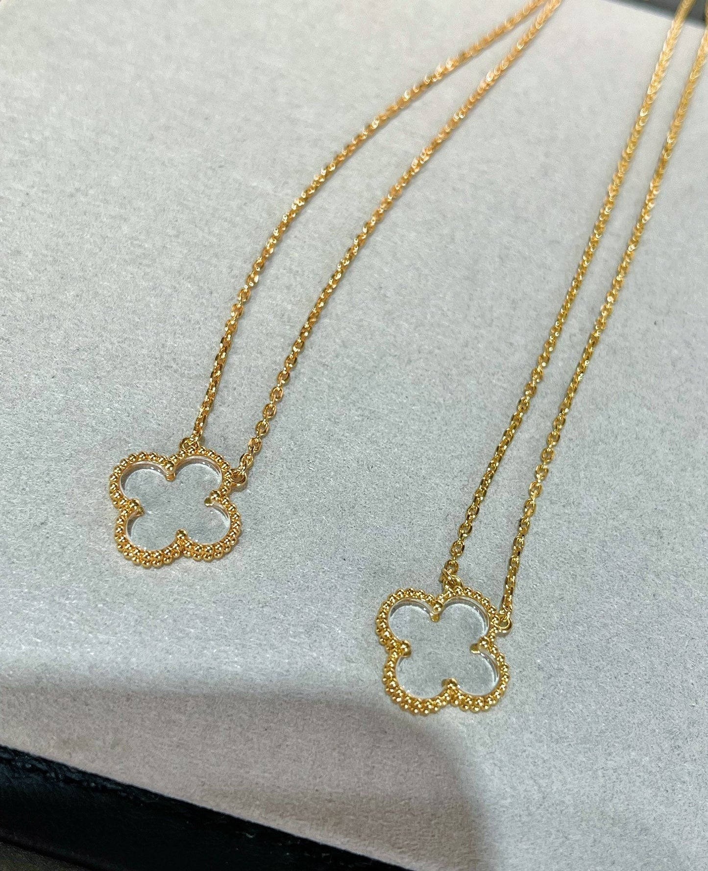 [Grace Jewelry]CLOVER ROCK CRYSTAL ROSE GOLD NECKLACE