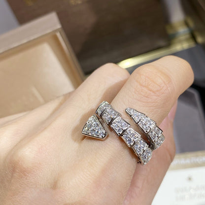 [Grace Jewelry]SERPENTI DOUBLE RING SILVER DIAMOND PAVED