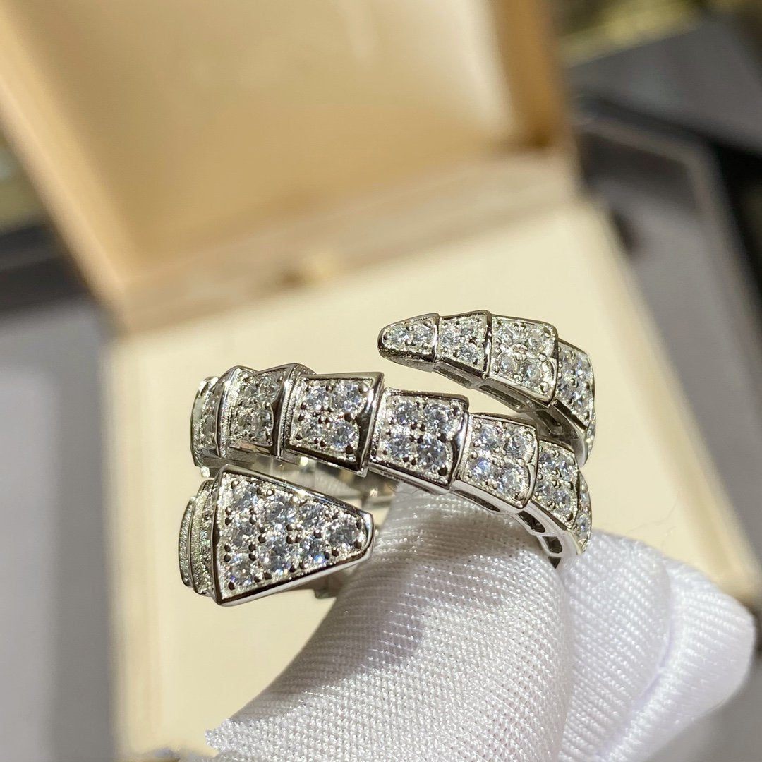 [Grace Jewelry]SERPENTI DOUBLE RING SILVER DIAMOND PAVED