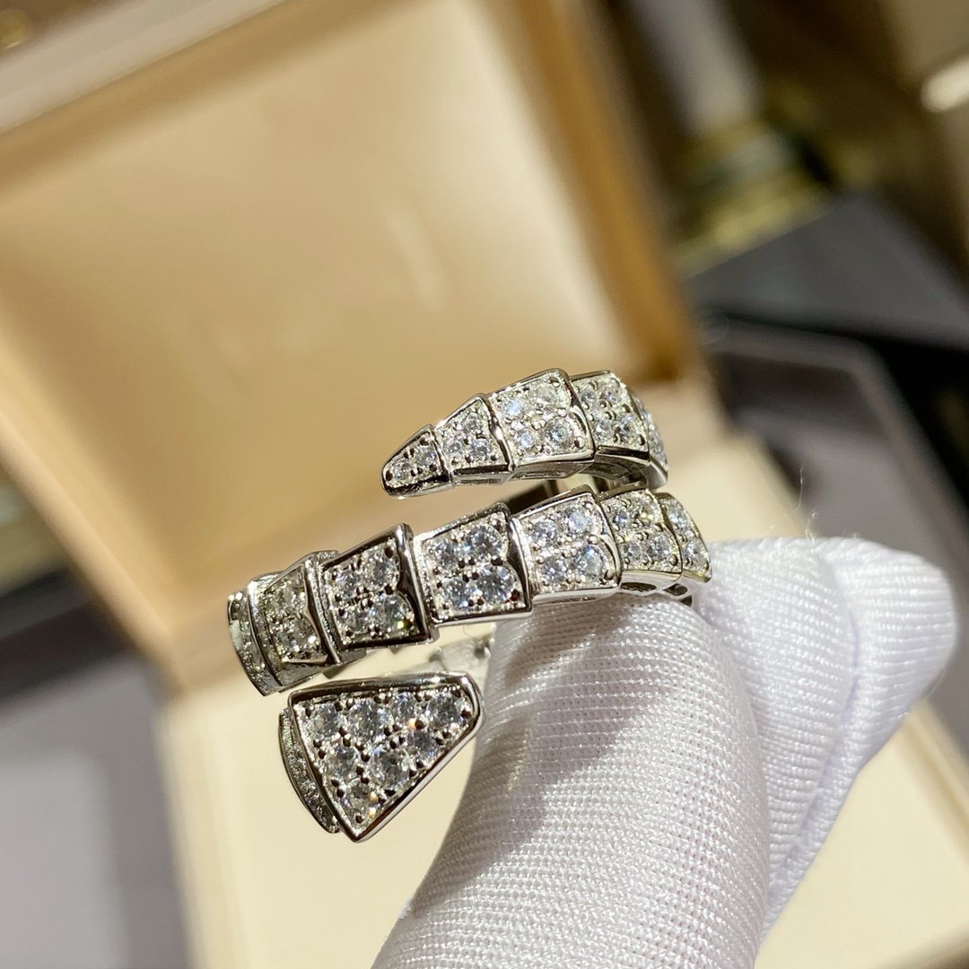 [Grace Jewelry]SERPENTI DOUBLE RING SILVER DIAMOND PAVED