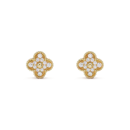 [Grace Jewelry]CLOVER MEDIUM 1 MOTIFS FUll DIAMOND EARRINGS