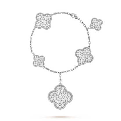 [Grace Jewelry]CLOVER 6 MOTIFS SILVER DIAMOND BRACELET