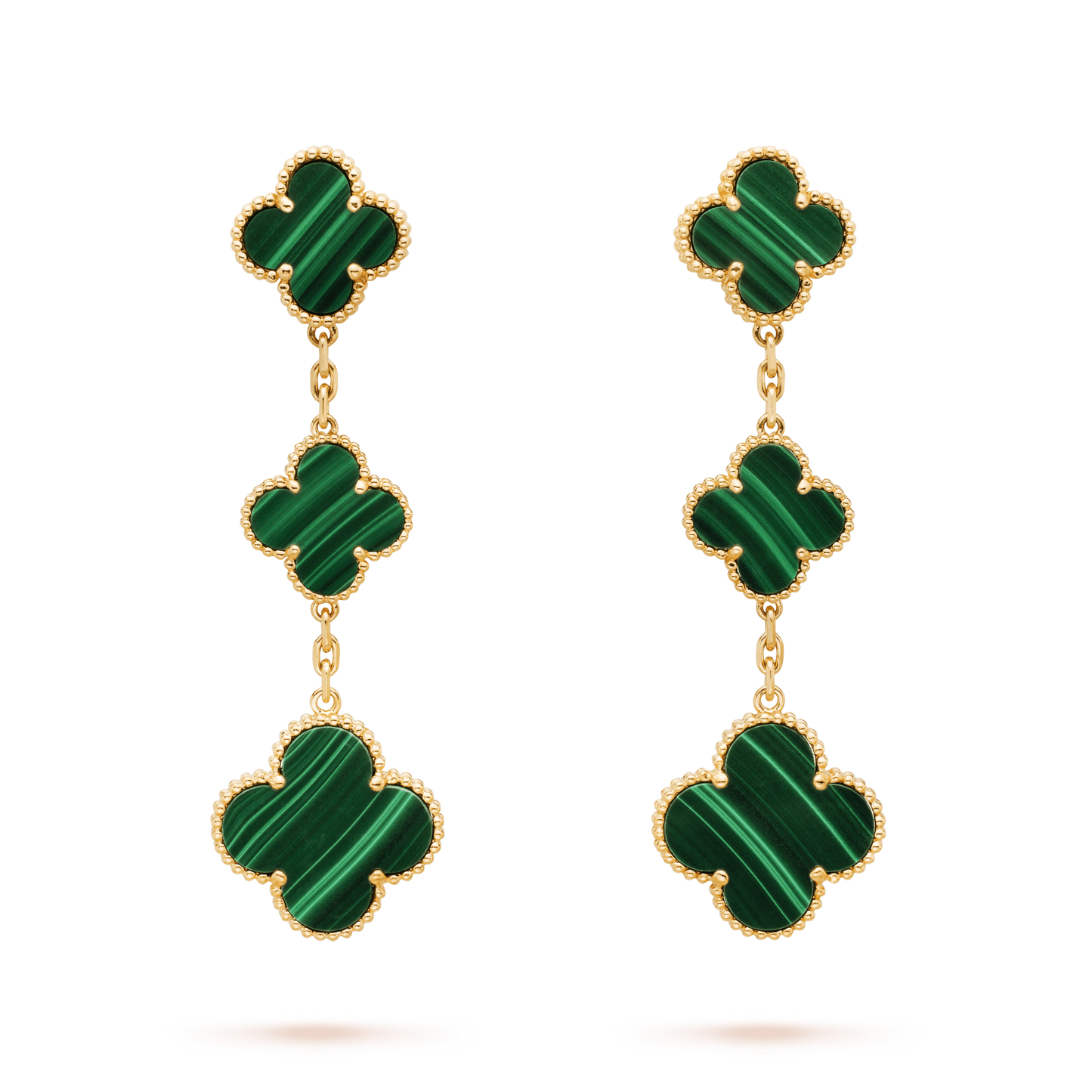 [Grace Jewelry]CLOVER MALACHITE 3 MOTIFS GOLD