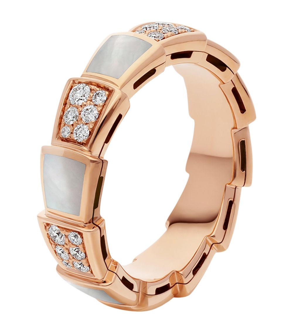 [Grace Jewelry]SERPENTI RING PINK GOLD MOP DIAMOND PAVED 4MM