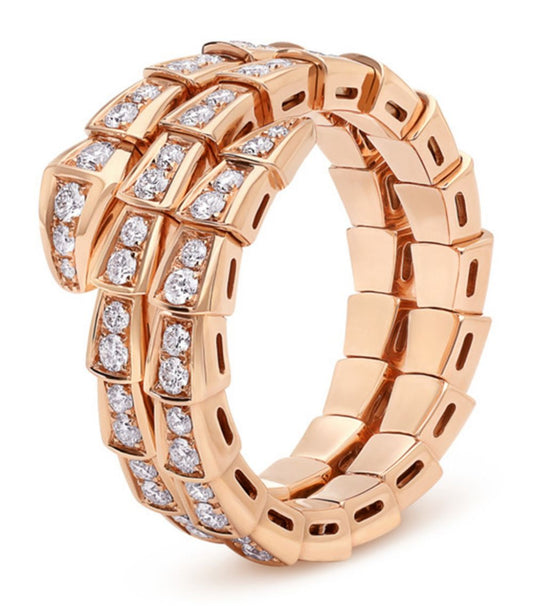 [Grace Jewelry]SERPENTI RING PINK GOLD DIAMOND DOUBLE ROW