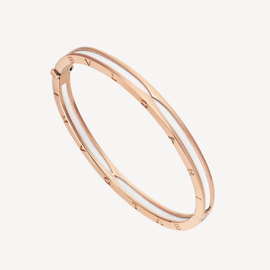 [Grace Jewelry]ZERO 1 PINK GOLD WITH WHITE CERAMIC BRACELET