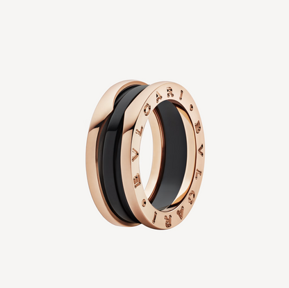 [Grace Jewelry]ZERO 1 TWO-BAND LOOPS AND BLACK CERAMIC PINK GOLD RING