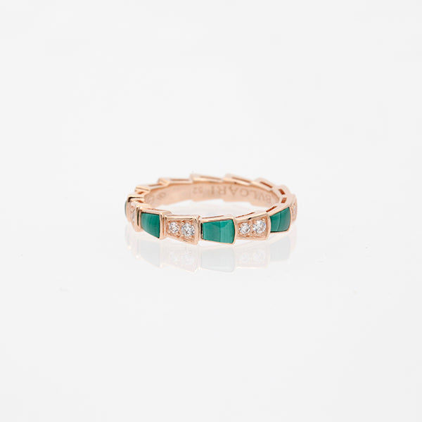 [Grace Jewelry]SERPENTI RING PINK GOLD MALACHITE DIAMOND 3MM