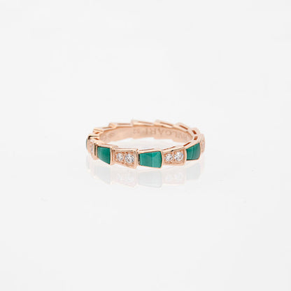 [Grace Jewelry]SERPENTI RING PINK GOLD MALACHITE DIAMOND 3MM