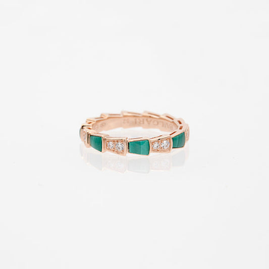 [Grace Jewelry]SERPENTI RING PINK GOLD MALACHITE DIAMOND 3MM