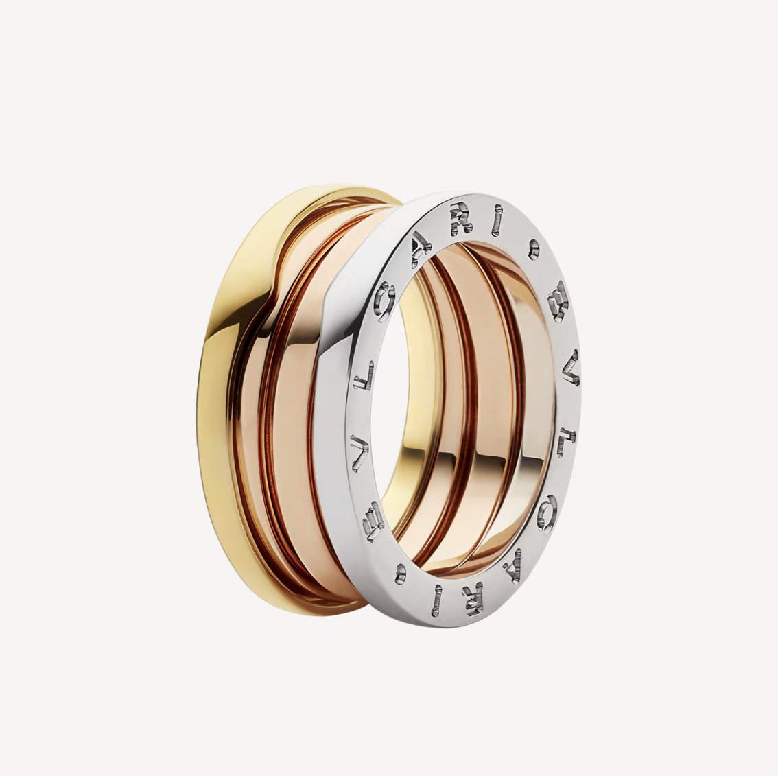 [Grace Jewelry]ZERO 1 THREE-BAND ROSE WHITE AND YELLOW RING