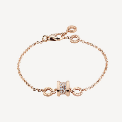 [Grace Jewelry]ZERO 1 SOFT PINK GOLD WITH PAVED DIAMONDS ON THE SPIRAL BRACELET