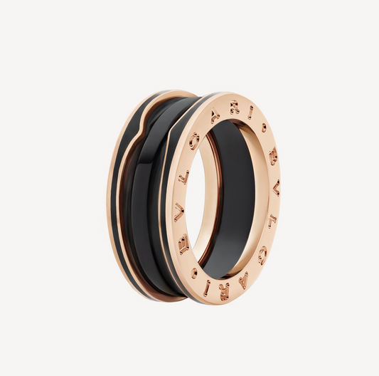 [Grace Jewelry]ZERO 1 TWO-BAND WITH MATTE BLACK CERAMIC PINK GOLD RING