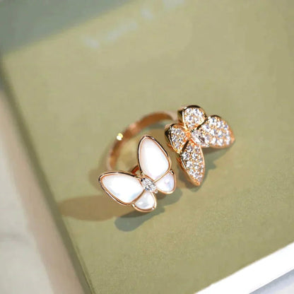 [Grace Jewelry]TWIN BUTTERFLY DIAMOND MOP RING