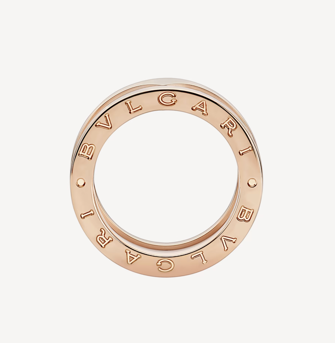 [Grace Jewelry]ZERO 1 TWO-BAND LOOPS AND WHITE CERAMIC SPIRAL PINK GOLD RING