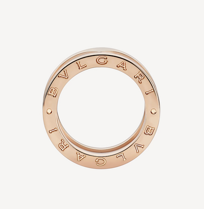 [Grace Jewelry]ZERO 1 TWO-BAND LOOPS AND WHITE CERAMIC SPIRAL PINK GOLD RING