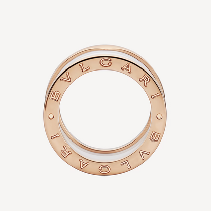 [Grace Jewelry]ZERO 1 FOUR-BAND LOOPS AND WHITE CERAMIC SPIRAL PINK GOLD RING