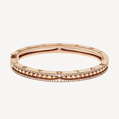 [Grace Jewelry]ZERO 1 SPIRAL AND PAVED DIAMOND PINK GOLD BRACELET