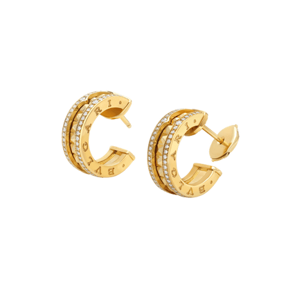 [Grace Jewelry]ZERO 1 ROCK GOLD EARRINGS WITH STUDDED SPIRAL AND PAVED DIAMONDS