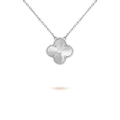 [Grace Jewelry]CLOVER  15MM DIAMOND LASER NECKLACE SILVER