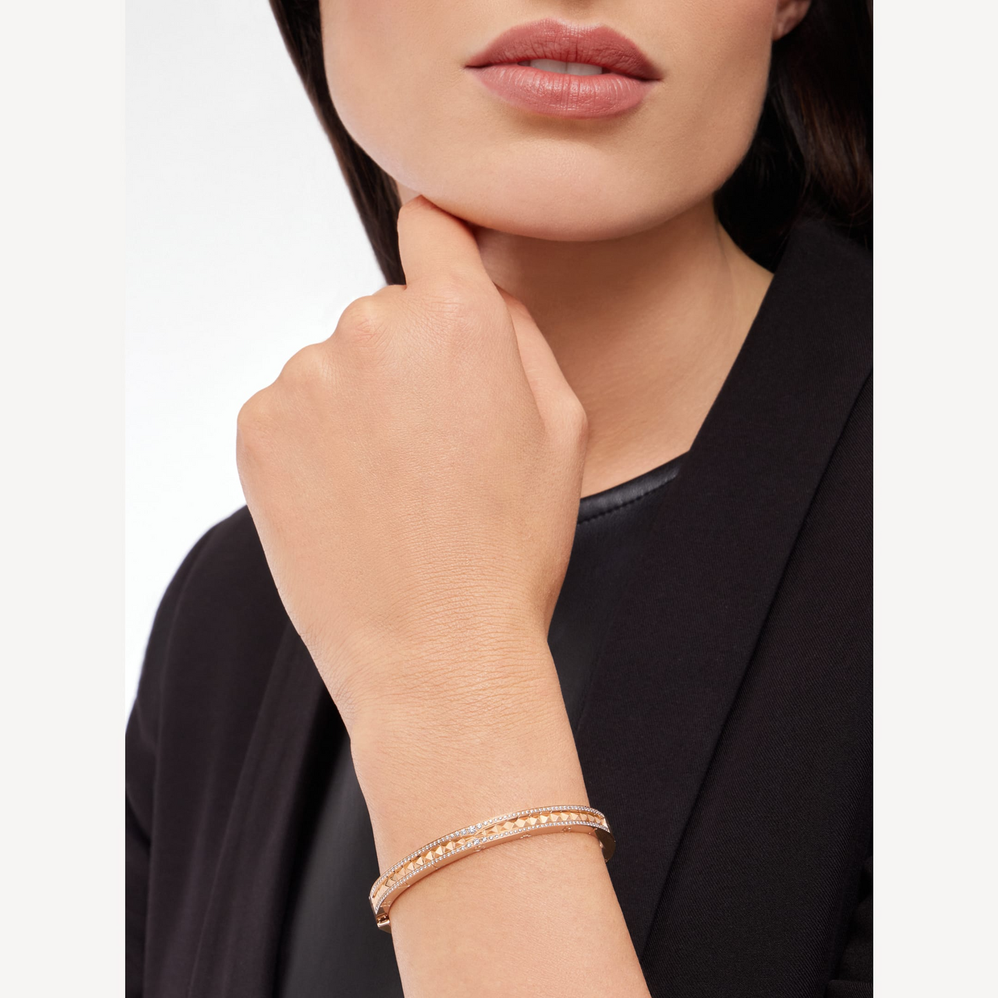 [Grace Jewelry]ZERO 1 SPIRAL AND PAVED DIAMOND PINK GOLD BRACELET