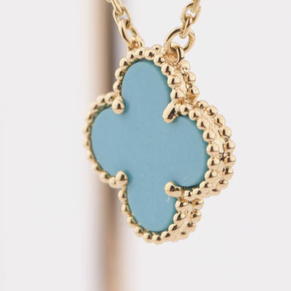 [Grace Jewelry]CLOVER 15MM VINTAGE TURQUOISE NECKLACE