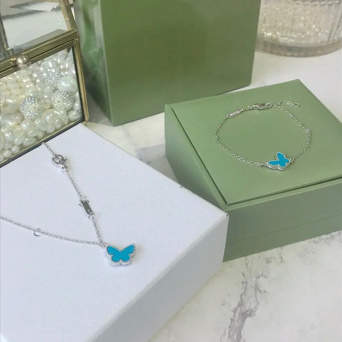 [Grace Jewelry]BUTTERFLY TURQUOISE BUTTERFLY BRACELET SILVER