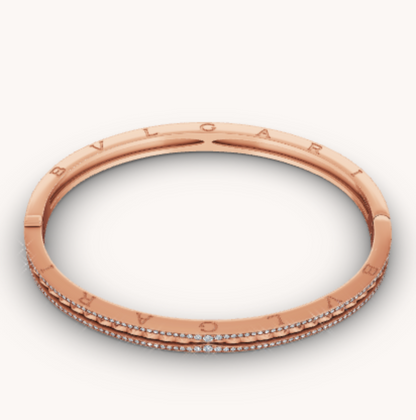 [Grace Jewelry]ZERO 1 SPIRAL AND PAVED DIAMOND PINK GOLD BRACELET