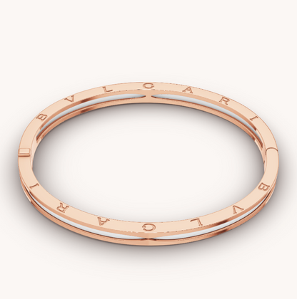 [Grace Jewelry]ZERO 1 PINK GOLD WITH WHITE CERAMIC BRACELET