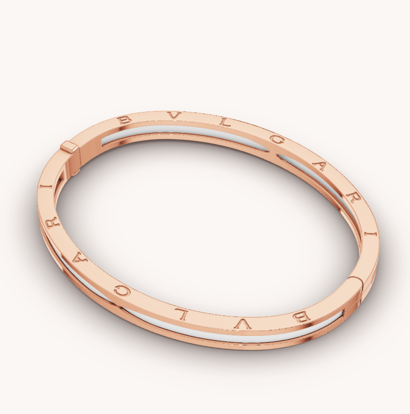 [Grace Jewelry]ZERO 1 PINK GOLD WITH WHITE CERAMIC BRACELET