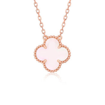 [Grace Jewelry]CLOVER 15MM PINK MOTHER-OF-PEARL SINGLE FLOWER NECKLACE