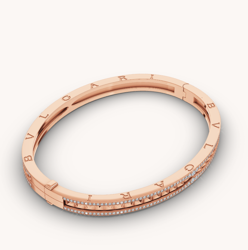 [Grace Jewelry]ZERO 1 SPIRAL AND PAVED DIAMOND PINK GOLD BRACELET