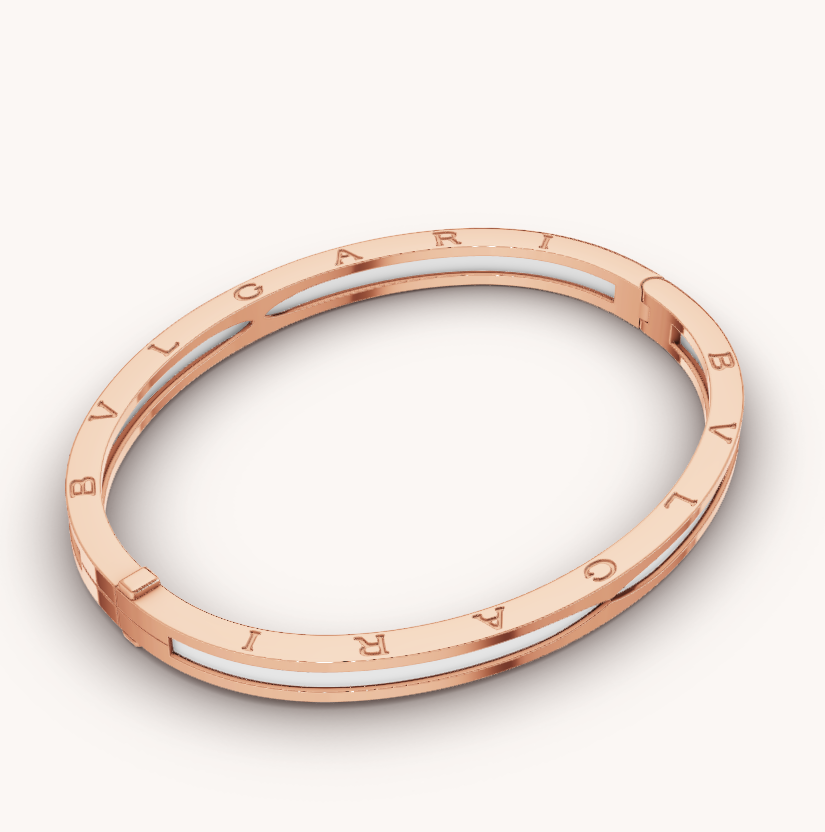 [Grace Jewelry]ZERO 1 PINK GOLD WITH WHITE CERAMIC BRACELET