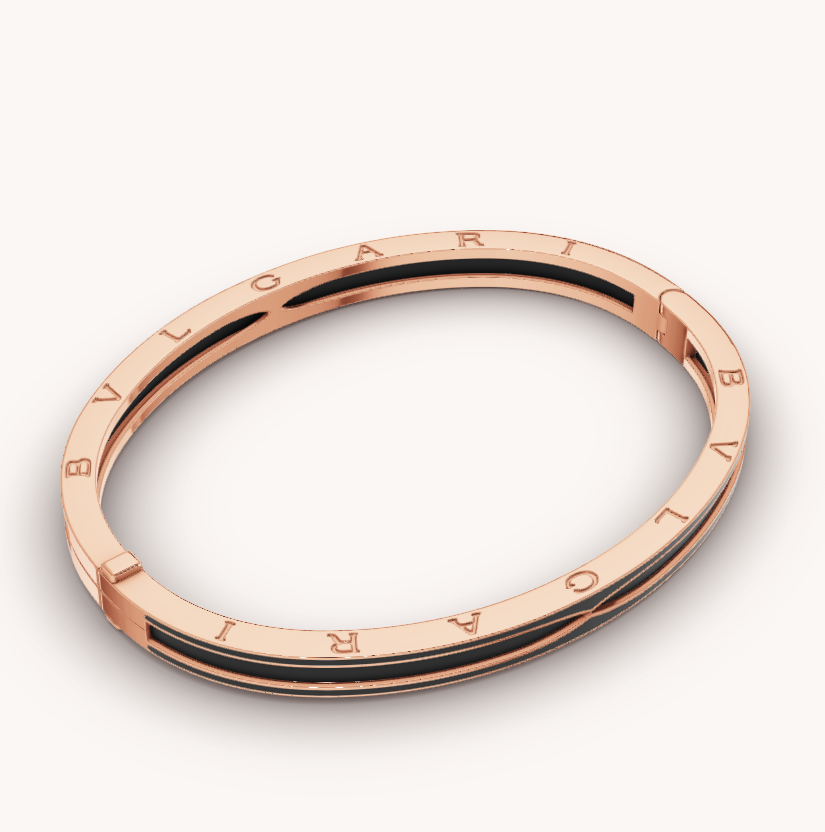 [Grace Jewelry]ZERO 1 PINK GOLD WITH MATTE BLACK CERAMIC BRACELET