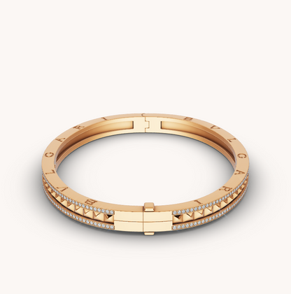 [Grace Jewelry]ZERO 1 SPIRAL AND PAVED DIAMOND GOLD BRACELET